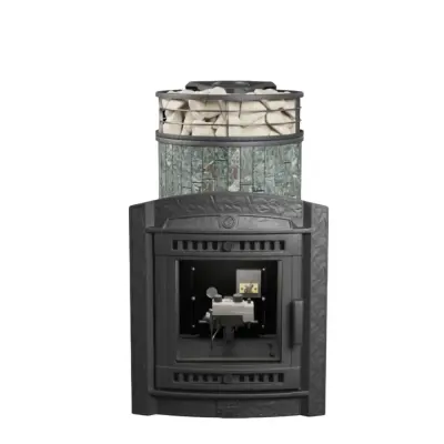 Фото Печь банная "Атмосфера L" Жадеит ламель+сетка с газовой горелкой в магазине Woodson