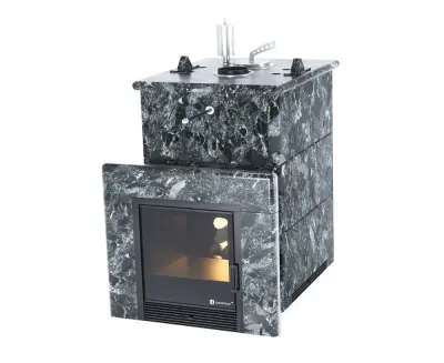 Фото Печь для русской бани Анапа в полноценном кожухе (пироксенит) в магазине Woodson Фото Печь для русской бани Анапа в полноценном кожухе (пироксенит) в магазине Woodson