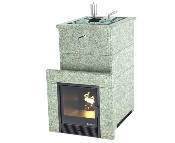 Фото Печь "Геленджик" в наборном полноценном кожухе Пироксенит с открытым верхом в магазине Woodson