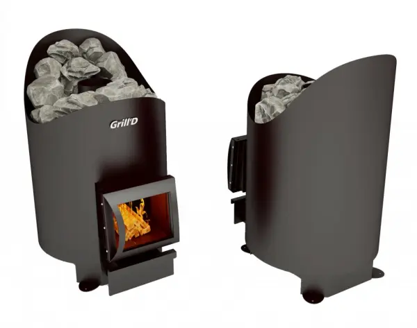 Фото Дровяная банная печь Grill'D Aurora 160 Short (дверца со стеклом) в магазине Woodson