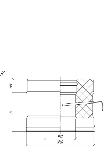 Фото Сэндвич-задвижка Grill'D AISI 430 0,8мм/ЧС 0,7мм (D115/250) черный 