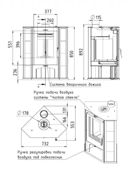 Фото Печь РИТМ 7 угловой с чугунной плитой в магазине Woodson Фото Печь РИТМ 7 угловой с чугунной плитой в магазине Woodson