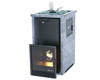 Фото Печь «Сочи» М2 в трехстороннем кожухе Талькохлорит в магазине Woodson