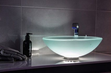 Стеклянная раковина Led d 380мм IP67