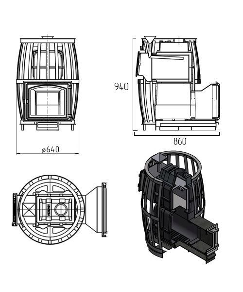 Фото Печь ВЕЗУВИЙ Легенда Русский пар Ковка 24 (240) в магазине Woodson