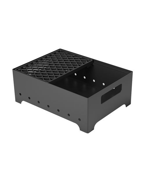 Мангал Везувий "Турист" №2 с чугунной решеткой "СТЕЙК" на подставке