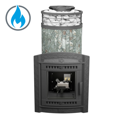 Фото Печь банная "Атмосфера XL" Жадеит ламель+сетка с газовой горелкой в магазине Woodson