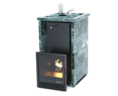 Фото Печь для русской бани Сочи в трёхстороннем кожухе (змеевик) с открытым верхом в магазине Woodson Фото Печь для русской бани Сочи в трёхстороннем кожухе (змеевик) с открытым верхом в магазине Woodson