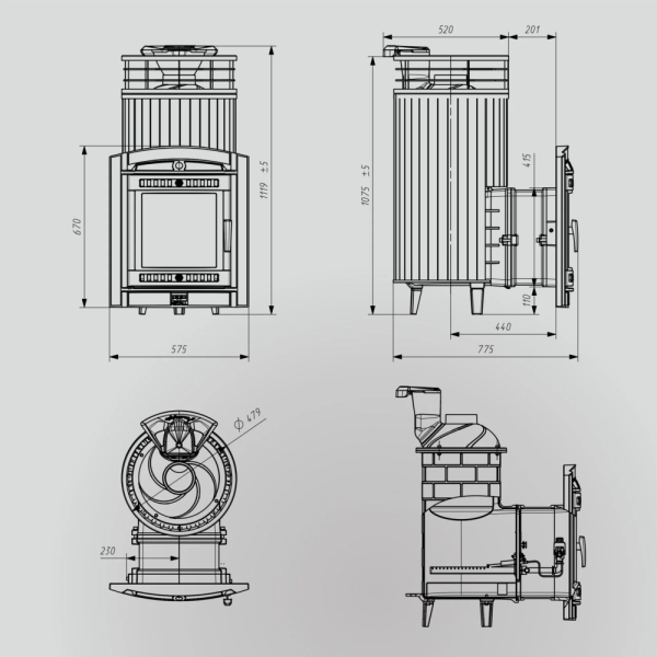 Фото Печь банная "Атмосфера XL" Талькохлорит ламель+сетка с газовой горелкой в магазине Woodson