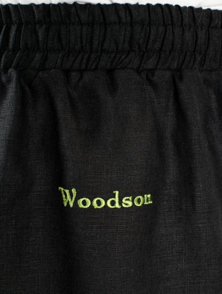 Комплект банщика #1 Woodson, чёрный лён c цветной полосой (50-52)