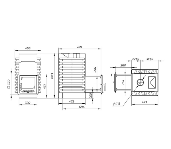 Фото Печь банная "РАДА ТЕРМА 2026" ЗК 4мм 20L, дверца со стеклом в магазине Woodson