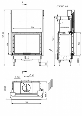 Топка каминная FENIX 900