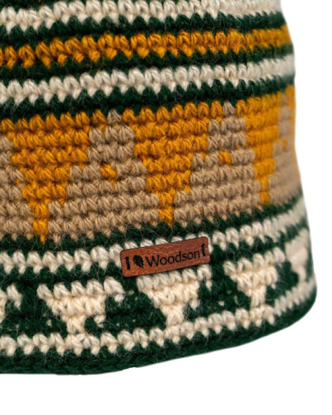Шапка вязаная для бани Woodson Viking, орнамент, без косичек (жёлтый)