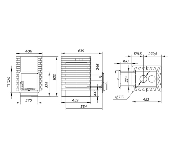 Фото Печь банная "РАДА ТЕРМА 2026" ОК 6мм 16M, дверца стальная в магазине Woodson