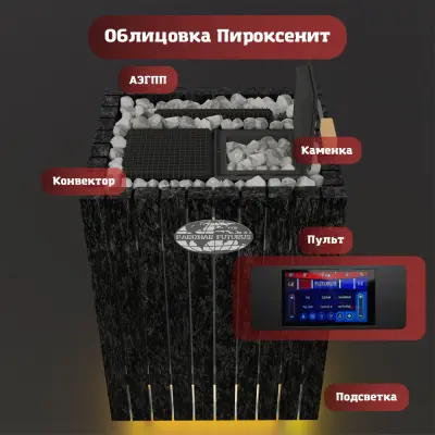 Фото ЭП ГПП 12кВт/380 ПАРиЖАР Футурус (пироксенит BLACK)+ ПУ ВВД-10ПРО в магазине Woodson